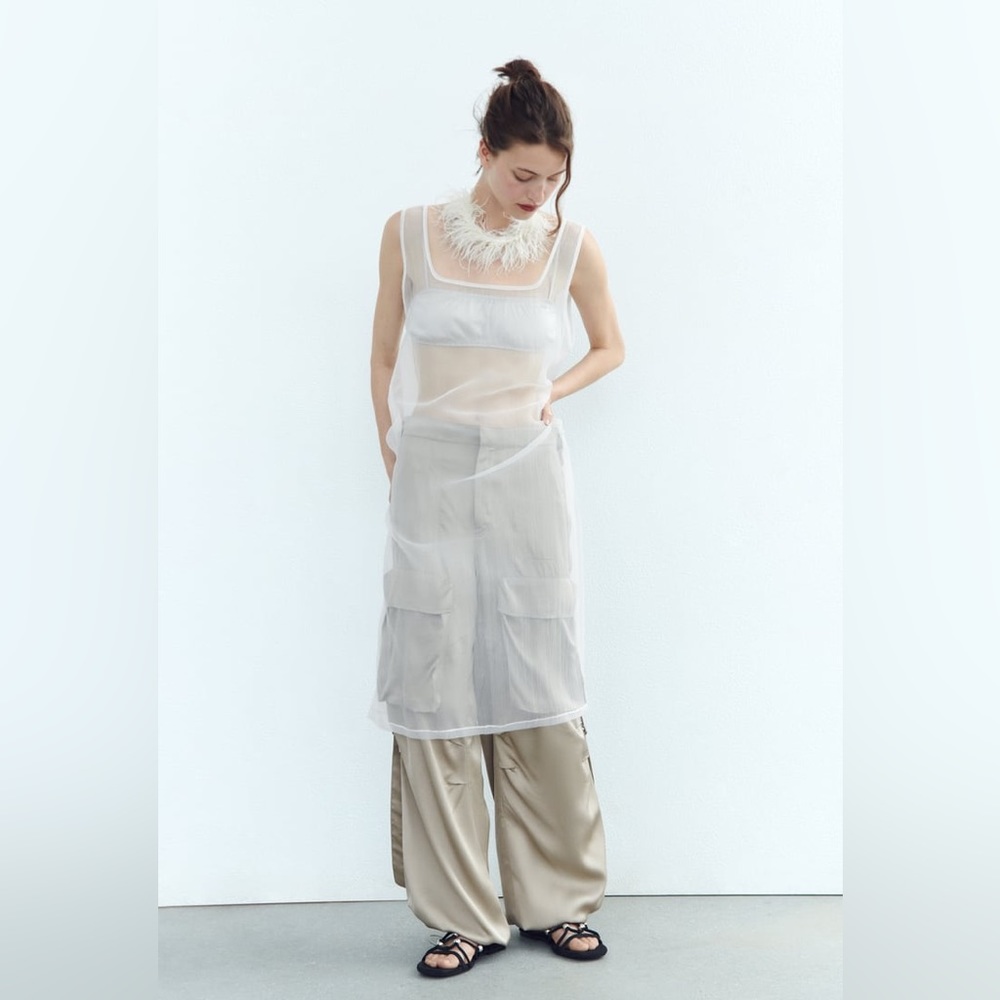 COPY - Zara (Monaco store) Organza Midi Dress - sheer
